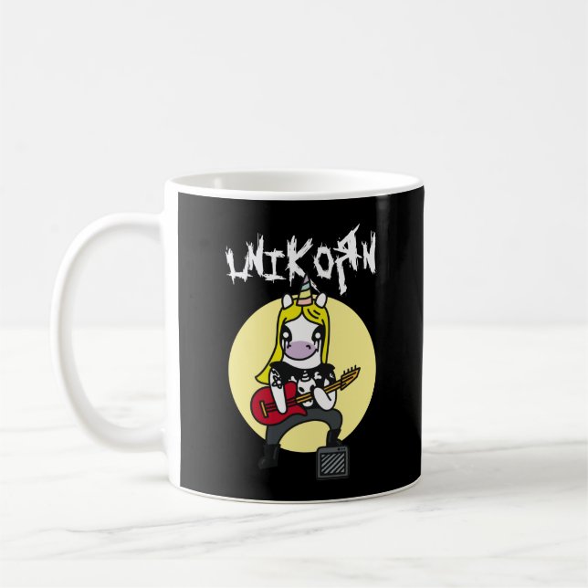 Funny Heavy Metal Unicorn Coffee Mug (Left)