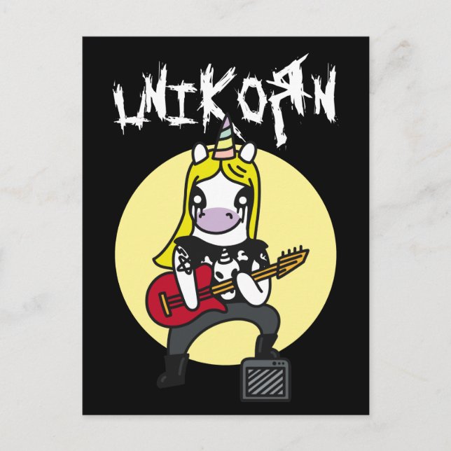 Funny Heavy Metal Unicorn Postcard (Front)