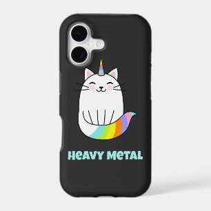Funny heavy metal unicorn rainbow cat