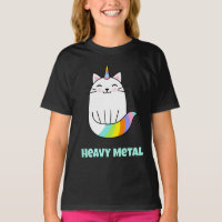 Funny heavy metal unicorn rainbow cat T-Shirt