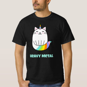 Funny heavy metal unicorn rainbow cat T-Shirt