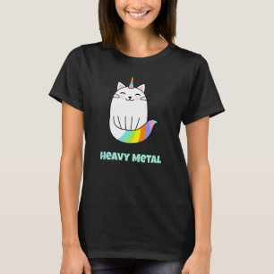 Funny heavy metal unicorn rainbow cat T-Shirt