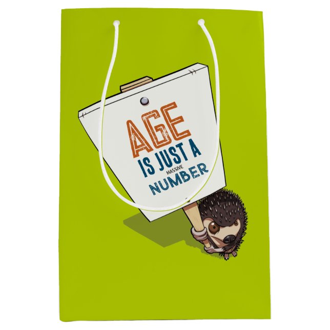 Funny Hedgehog Age Is Just A (Massive) Number Medium Gift Bag (Front)