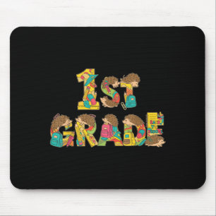Funny Hedgehog First Grade Back to School Kids Mouse Pad
