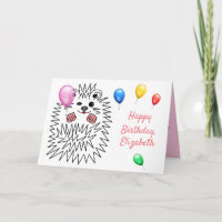 Funny Hedgehog. Happy Birthday Customisable