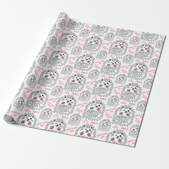 Funny Hedgehog. Have A Nice Day Customisable Wrapping Paper (Unrolled)