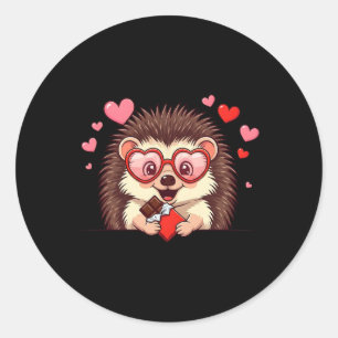 Funny Hedgehog Heart Chocolate Valentine Womens Me Classic Round Sticker