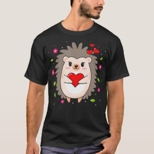 Funny Hedgehog Mum Lover Heart Valentines Day  Gif T-Shirt