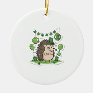 Funny Hedgehog "Poke" Party Retro St.Patrick's Day Ceramic Tree Decoration