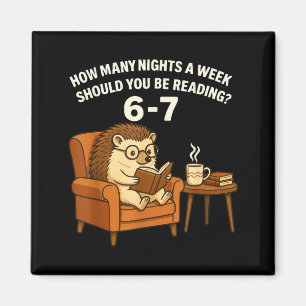 Funny Hedgehog Reading Book 67 Six Seven Meme  Magnet