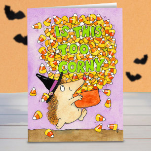 Funny Hedgehog Witch Cartoon Halloween Card