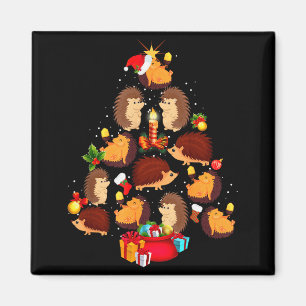 Funny Hedgehogs Christmas Tree Light Pajama Hedgeh Magnet