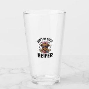 Funny Heifer Cow Floral Butterfly Vintage Design_1 Glass