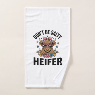 Funny Heifer Cow Floral Butterfly Vintage Design_1 Hand Towel