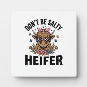 Funny Heifer Cow Floral Butterfly Vintage Design_1 Plaque
