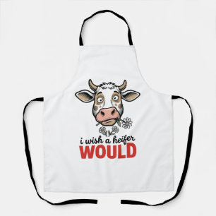 Funny Heifer Cow Vintage Engraving Shirt Design_1 Apron
