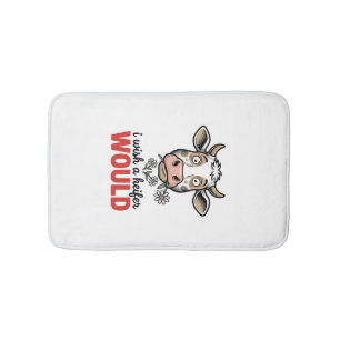 Funny Heifer Cow Vintage Engraving Shirt Design_1 Bath Mat