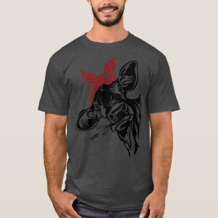 Funny Heifer Red Bandanna Nibbling Rice Cattle Far T-Shirt