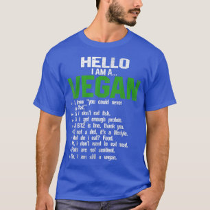 Funny Hello I'm A Vegan Vegetarian Veggie Animals T-Shirt