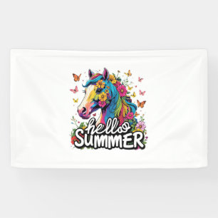 Funny Hello Summer Horse Banner