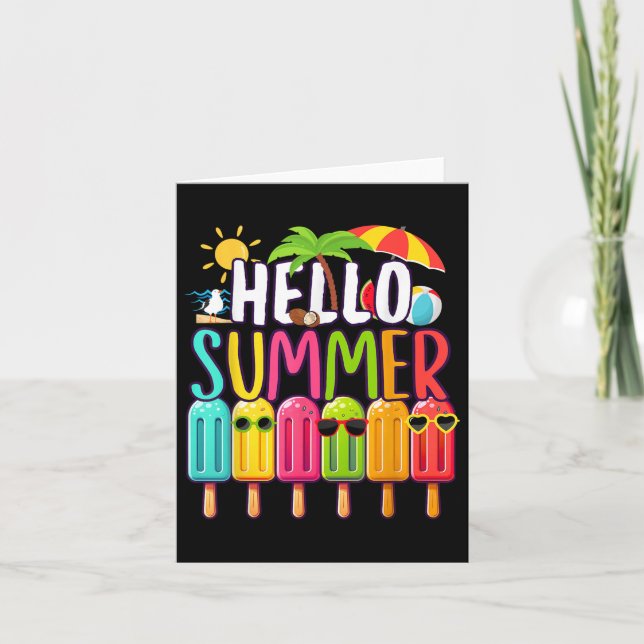 Funny Hello Summer Vacation Popsicle Ice Lolly Ice Card (Front)