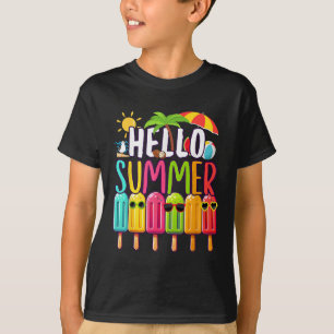 Funny Hello Summer Vacation Popsicle Ice Lolly Ice T-Shirt