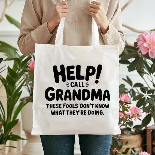 Funny Help Call Grandma Gift Grandmother Grocery Tote Bag