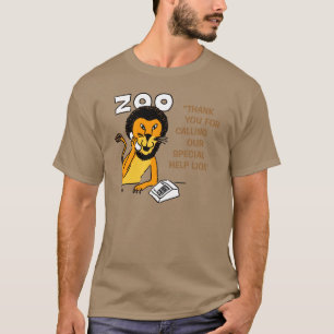 Funny Help-Lion in a Zoo Cartoon. Helpline T-Shirt