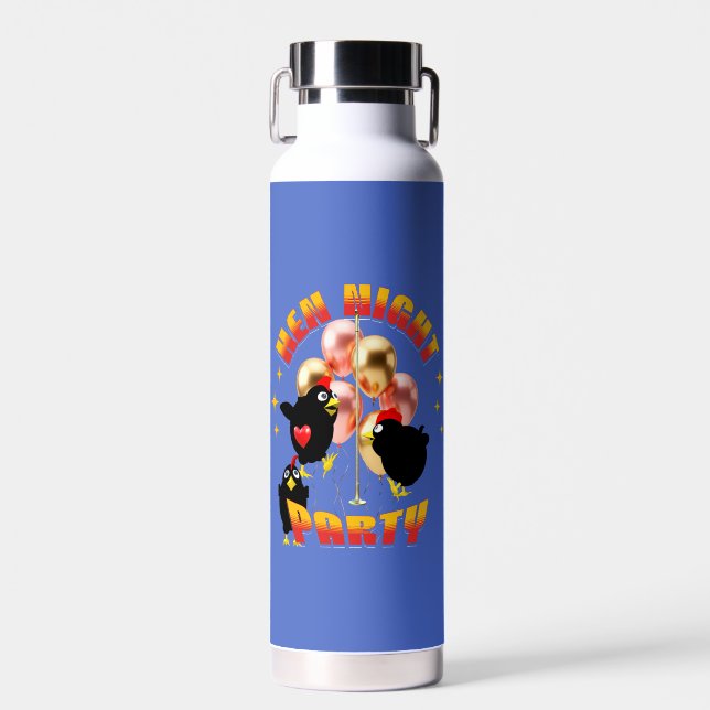 Funny Hen Night Party Chickens Design Water Bottle (Front)