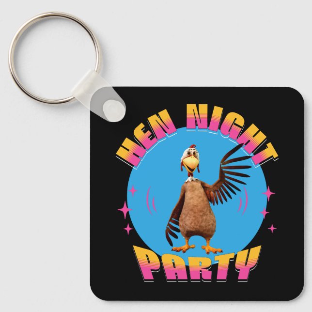 Funny Hens Night Chicken Party Humour Key Ring (Front)