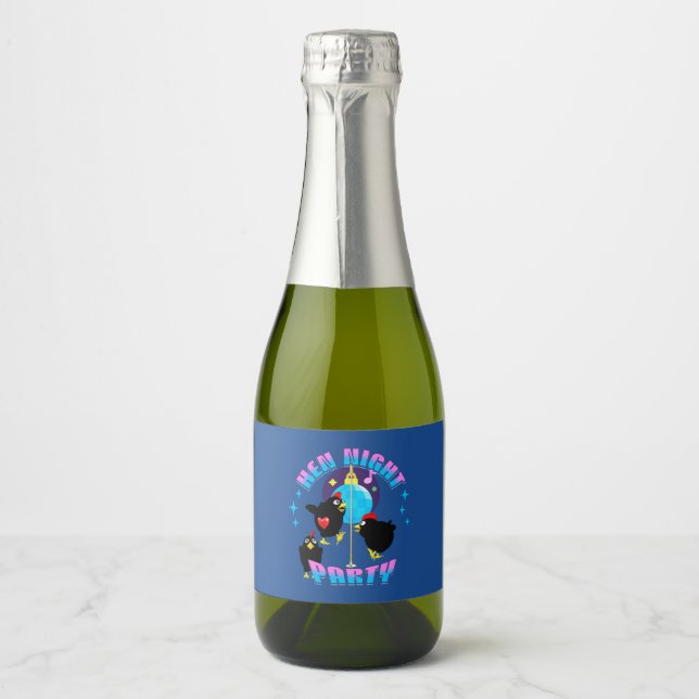 Funny Hens Night Chicken Party Humour Sparkling Wine Label (Front)
