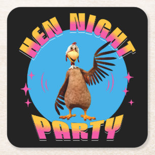 Funny Hens Night Chicken Party Humour Square Paper Coaster