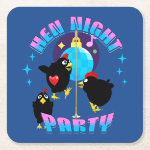 Funny Hens Night Chicken Party Humour Square Paper Coaster