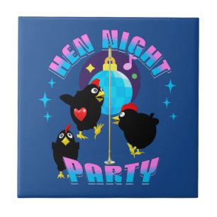 Funny Hens Night Chicken Party Humour Tile