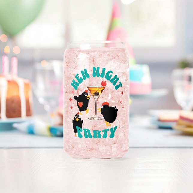 Funny Hens Night Party Funny Chicken  Can Glass (Insitu (Birthday))
