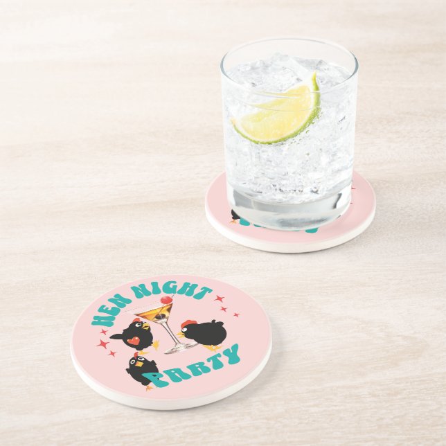 Funny Hens Night Party Funny Chicken  Coaster (Side)