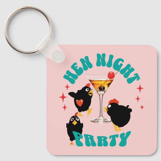 Funny Hens Night Party Funny Chicken  Key Ring (Front)