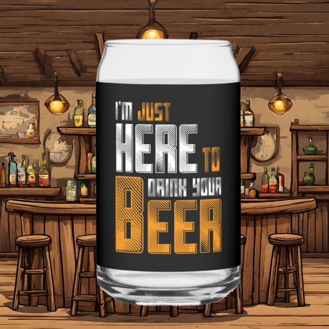 Funny here drink your beer word art can glass (Creator Uploaded)