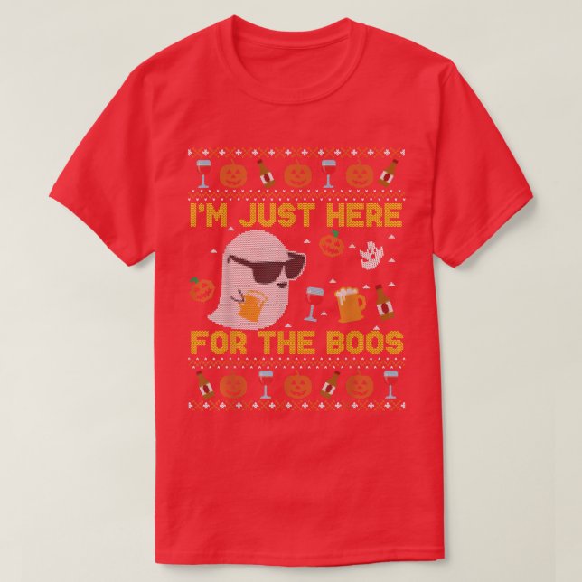 Funny Here for the Boos  Ugly Halloween Sweater  (Design Front)