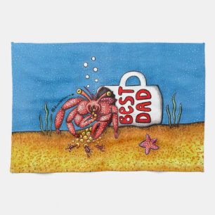 Funny Hermit Crab Father's Day Best Dad Tea Towel