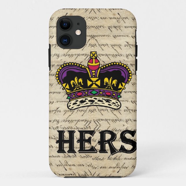 Funny hers text & crown Case-Mate iPhone case (Back)