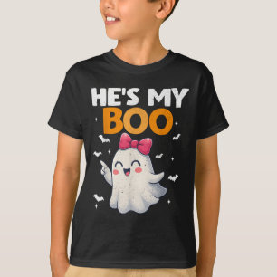 Funny Hes My Boo Couple Ghost Halloween Costumes W T-Shirt