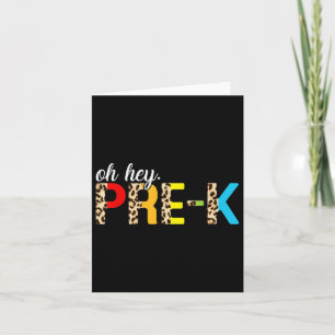 Funny Hey Pre-k Leopard First Day Back To School Card