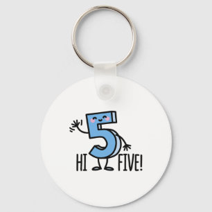 Funny Hi Five! High Hand Hello Wave Number 5 Kids Key Ring