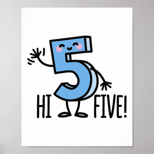 Funny Hi Five! High Hand Hello Wave Number 5 Kids  Poster (Front)