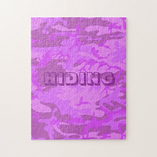Funny Hidden Text Pastel Purple Camo Jigsaw Puzzle (Vertical)