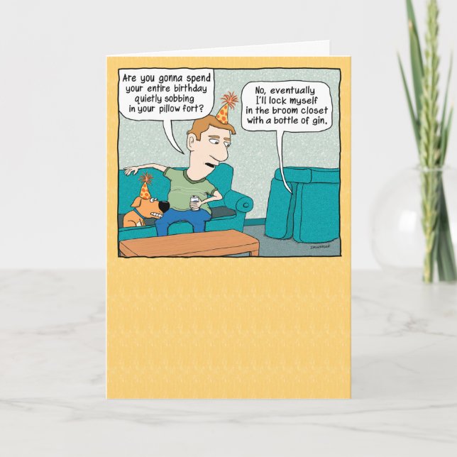 Funny Hiding in Pillow Fort Birthday Card (Front)