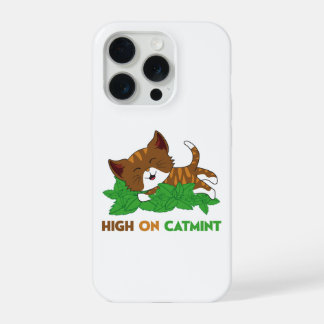 Funny High On Nepeta Catmint Cartoon Cat Art iPhone 15 Pro Case