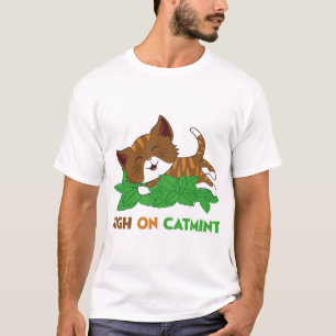 Funny High On Nepeta Catmint Cartoon Cat Art T-Shirt