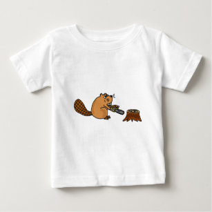 Funny High Tech Beaver with Chainsaw Baby T-Shirt
